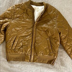 Aerie Tan Quilted Bomber Jacket